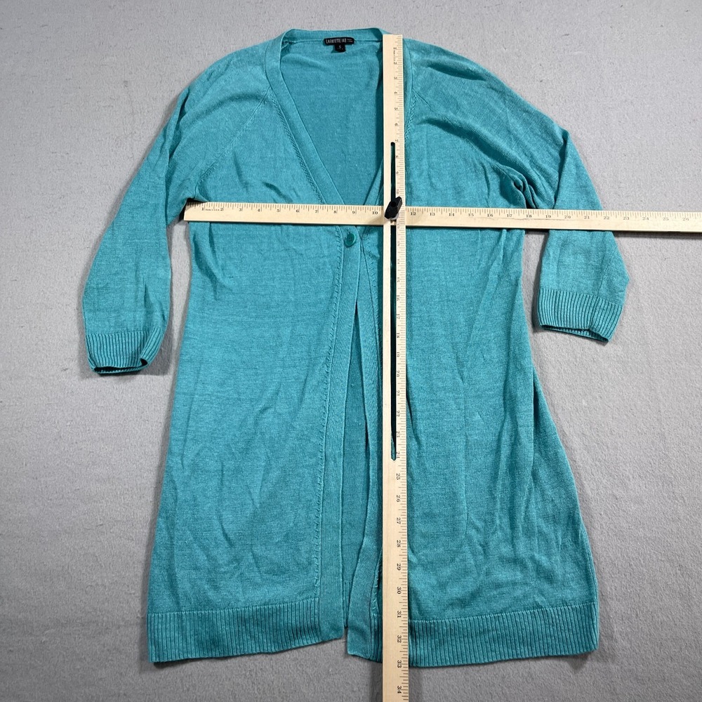 Lafayette 148 New York Cardigan Sweater Duster Knit Linen Women Small Size Blue - Picture 5 of 9